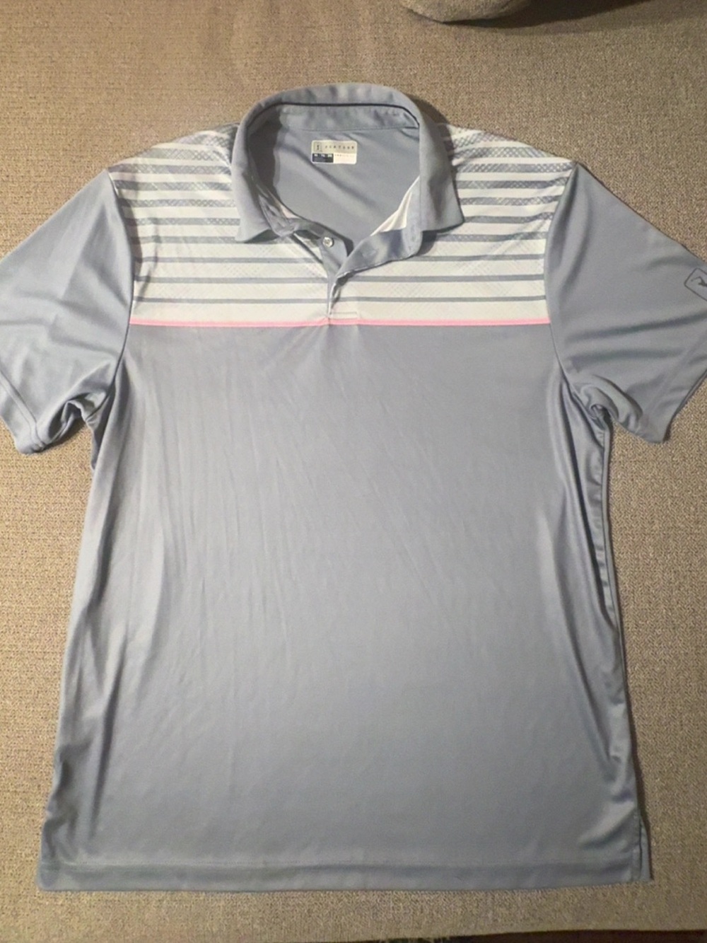 Light Grey Men's Polo Shirt with Subtle Stripe Detail